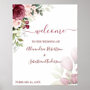 Floral Rozen Wedding Welcome Sign Poster