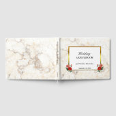 Floral  rozen witte marmer Wedding Gastenboek (Volledig)