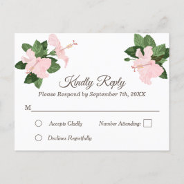 Floral RSVP Briefkaart met White Hibiscus