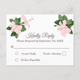 Floral RSVP Briefkaart met White Hibiscus