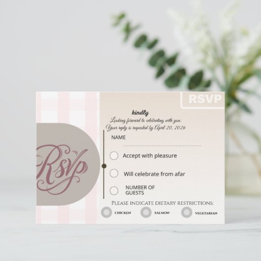 Floral RSVP Card | Custom Wedding Reply Card Kaartje (Staand voorkant)