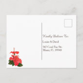 Floral RSVP Invitation Briefkaart met Red Hibiscus (Achterkant)