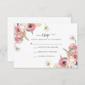 Floral RSVP-kaart | Annabeth RSVP Kaartje (Voorkant / Achterkant)