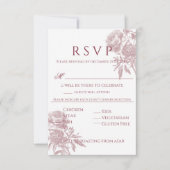  Floral RSVP-kaart – Bourgondisch Toile-geïnspiree RSVP Kaartje (Voorkant)