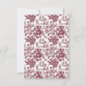  Floral RSVP-kaart – Bourgondisch Toile-geïnspiree RSVP Kaartje (Achterkant)