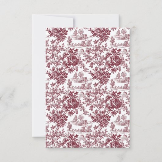  Floral RSVP-kaart – Bourgondisch Toile-geïnspiree RSVP Kaartje (Achterkant)