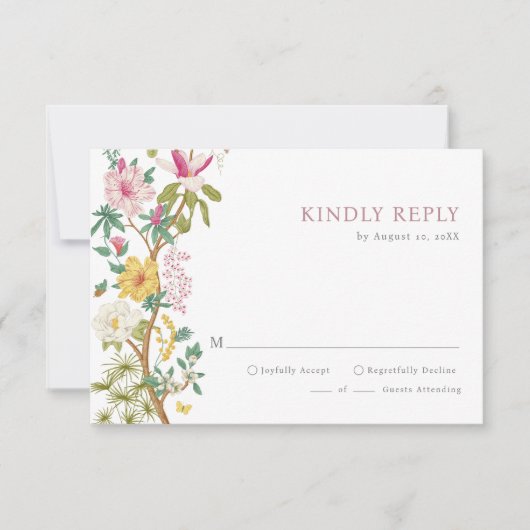  Floral RSVP-kaarten RSVP Kaartje (Voorkant)