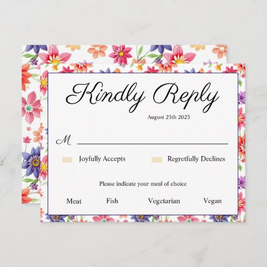 Floral RSVP Kaartje (Voorkant / Achterkant)