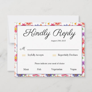  Floral RSVP Kaartje