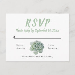 Floral RSVP Mint Groene Sappige Cactus Waterverf Uitnodiging Briefkaart