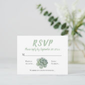 Floral RSVP Mint Groene Sappige Cactus Waterverf Uitnodiging Briefkaart (Staand voorkant)
