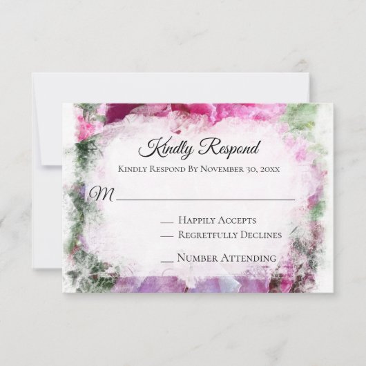*~* Floral RSVP PEONY AR1 Huwelijk RSVP (Voorkant)