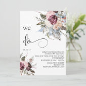 *~* Floral-RSVP - QR AR15 Roos WEDDING Kaart (Staand voorkant)