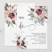 *~* Floral-RSVP - QR AR15 Roos WEDDING Kaart (Voorkant / Achterkant)