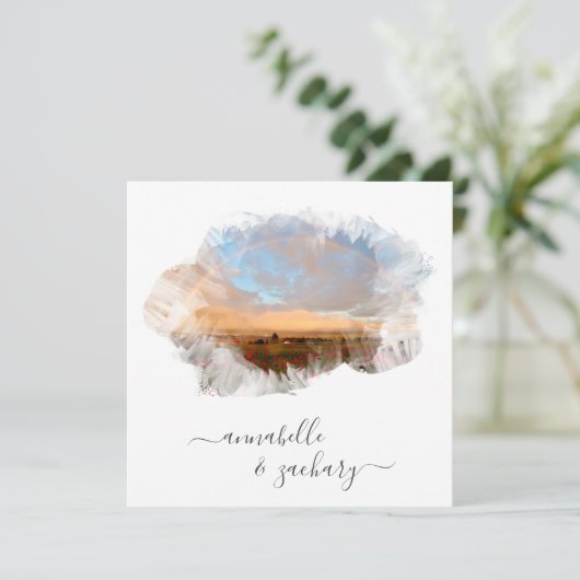 ** FLORAL + RSVP - QR RAINBOW AR11 STRAND BRUILOFT KAART (Staand voorkant)