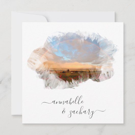 ** FLORAL + RSVP - QR RAINBOW AR11 STRAND BRUILOFT KAART (Voorkant)