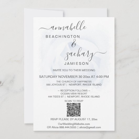 *~* Floral RSVP + QR Roos AR8 Huwelijksuitnodiging Kaart (Achterkant)