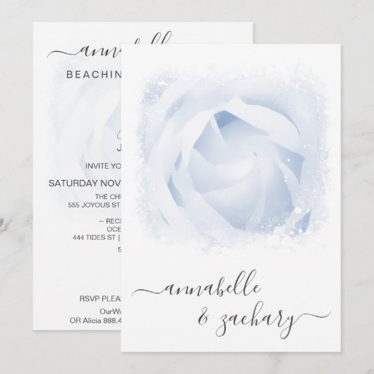 *~* Floral RSVP + QR Roos AR8 Huwelijksuitnodiging Kaart (Voorkant / Achterkant)