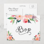 Floral RSVP Reply Kaart Waterverf (Voorkant / Achterkant)