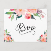 Floral RSVP Reply Kaart Waterverf (Voorkant)