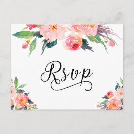 Floral RSVP Reply Kaart Waterverf