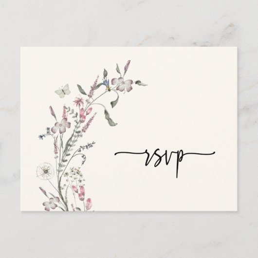 Floral RSVP Wedding Briefkaart (Voorkant)