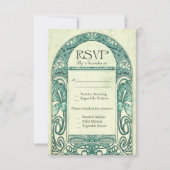  Floral RSVP Wedding Cards Turquoise (Voorkant)