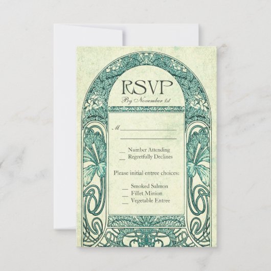  Floral RSVP Wedding Cards Turquoise Kaartje (Voorkant)