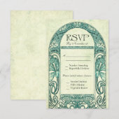  Floral RSVP Wedding Cards Turquoise Kaartje (Voorkant / Achterkant)