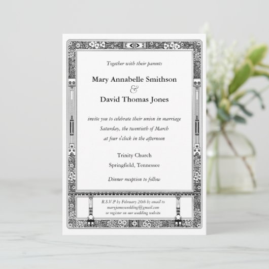 Floral RSVP Wedding Invitation Kaart (Staand voorkant)
