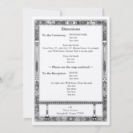 Floral RSVP Wedding Invitation with Directions Kaart (Achterkant)