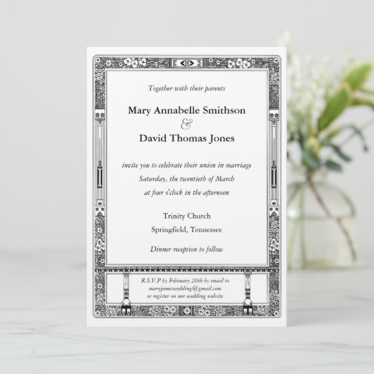 Floral RSVP Wedding Invitation with Directions Kaart (Staand voorkant)