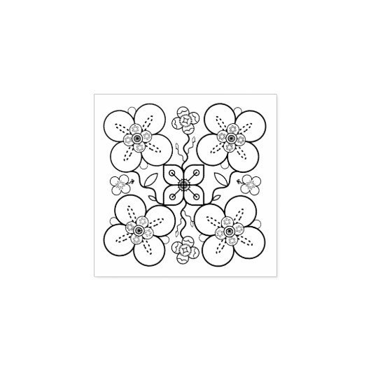 Floral Rubber Stamp Rubberstempel (Afrduk)