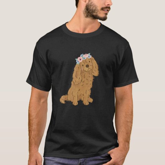 Floral Ruby Cavalier King Charles Spaniel Cavie Mo T-shirt (Voorkant)