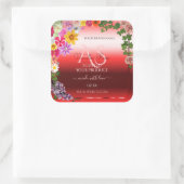 Floral Ruby Red Gradient Product Labels Monogram (Tas)