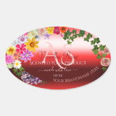 Floral Ruby Red Gradient Product Labels Monogram (Voorkant)