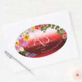 Floral Ruby Red Gradient Product Labels Monogram (Envelop)