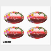 Floral Ruby Red Gradient Product Labels Monogram (Vel)