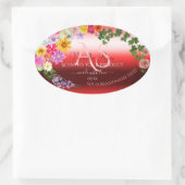 Floral Ruby Red Gradient Product Labels Monogram (Tas)