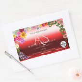 Floral Ruby Red Ombre Product Labels Monogram Logo (Envelop)