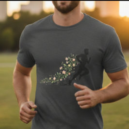 Floral Runner Silhouette Aesthetic Flower Design  T-shirt