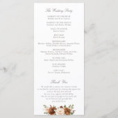 Floral Rust Blush Peach Greenery Wedding Programme Programmakaart (Achterkant)