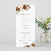 Floral Rust Blush Peach Greenery Wedding Programme Programmakaart (Staand voorkant)