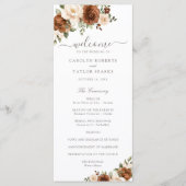 Floral Rust Blush Peach Greenery Wedding Programme Programmakaart (Voorkant)