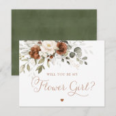 Floral Rust Cream Greenery Bloemenmeisje Wedding Kaart (Voorkant / Achterkant)