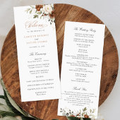 Floral Rust Cream Greenery Fall Wedding Programme Programmakaart