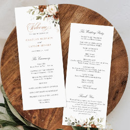 Floral Rust Cream Greenery Fall Wedding Programme Programmakaart