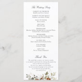 Floral Rust Cream Greenery Fall Wedding Programme Programmakaart (Achterkant)