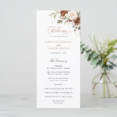 Floral Rust Cream Greenery Fall Wedding Programme Programmakaart (Staand voorkant)