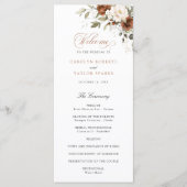 Floral Rust Cream Greenery Fall Wedding Programme Programmakaart (Voorkant)